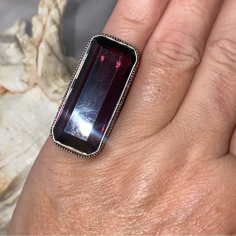 Exotic Syberian Plum Quartz Handcrafted vintage 925 ring - Picture 7 of 12